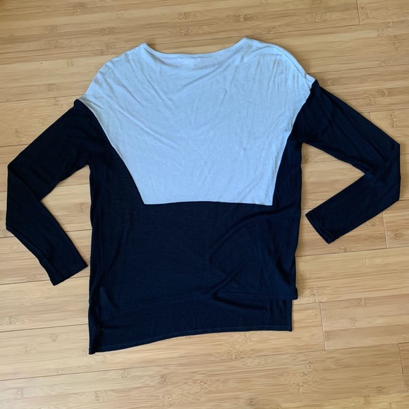 HELMUT LANG Sweater Viscose Cashmere Blend Asymmetrical Black Tan Cream Size S - Picture 8 of 9